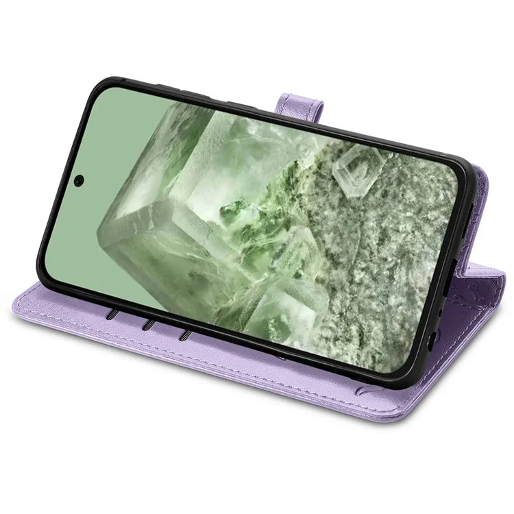 For Google Pixel 8a Leather Case Cat Dog Pattern Magnetic Clasp Wallet Cover