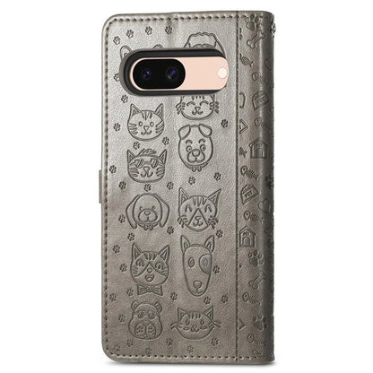 For Google Pixel 8a Leather Case Cat Dog Pattern Magnetic Clasp Wallet Cover