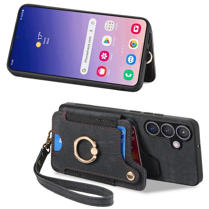 D4 For Samsung Galaxy S24+ Phone Case with RFID Blocking Card Holders Magnetic Snap
