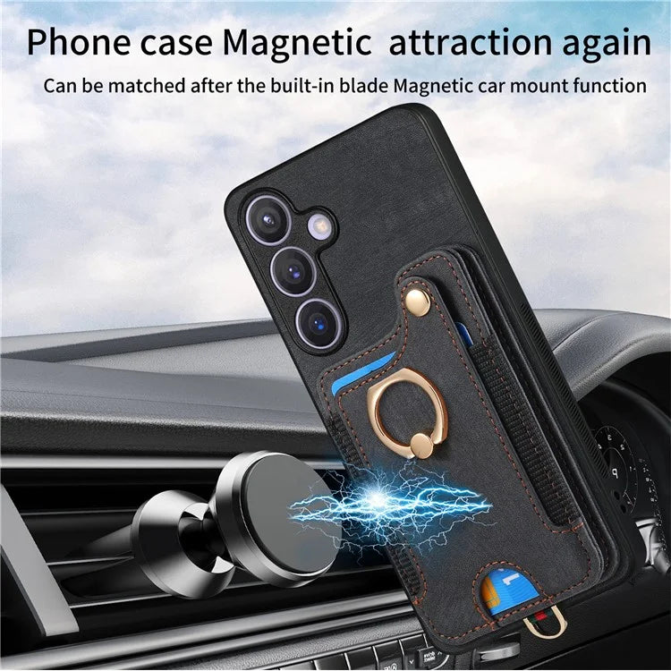 D4 For Samsung Galaxy S24+ Phone Case with RFID Blocking Card Holders Magnetic Snap