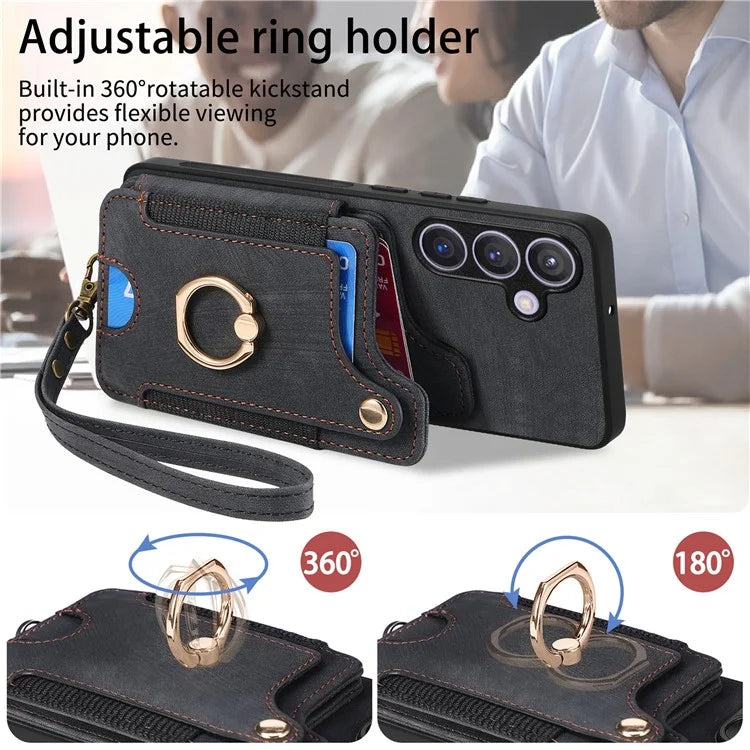D4 For Samsung Galaxy S24+ Phone Case with RFID Blocking Card Holders Magnetic Snap