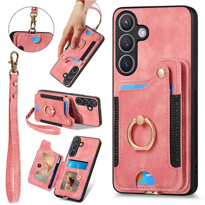 D4 For Samsung Galaxy S24+ Phone Case with RFID Blocking Card Holders Magnetic Snap