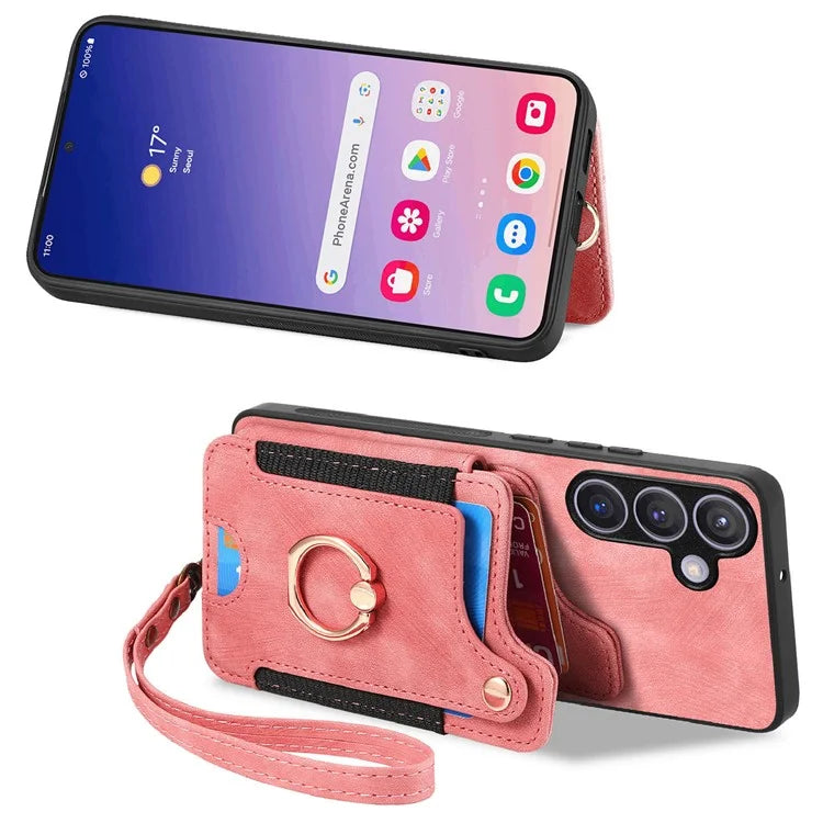 D4 For Samsung Galaxy S24+ Phone Case with RFID Blocking Card Holders Magnetic Snap