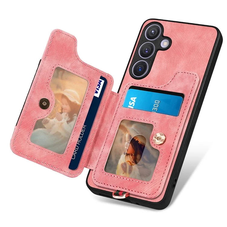 D4 For Samsung Galaxy S24+ Phone Case with RFID Blocking Card Holders Magnetic Snap