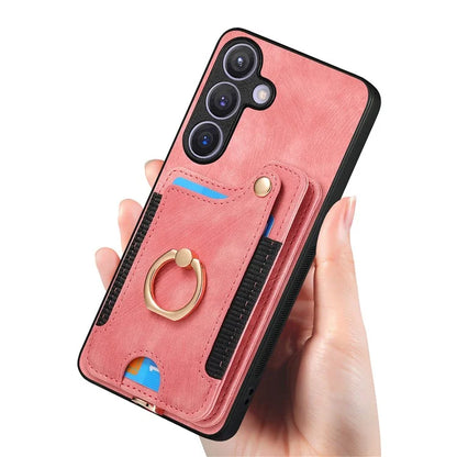 D4 For Samsung Galaxy S24+ Phone Case with RFID Blocking Card Holders Magnetic Snap