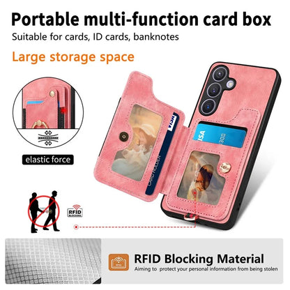 D4 For Samsung Galaxy S24+ Phone Case with RFID Blocking Card Holders Magnetic Snap