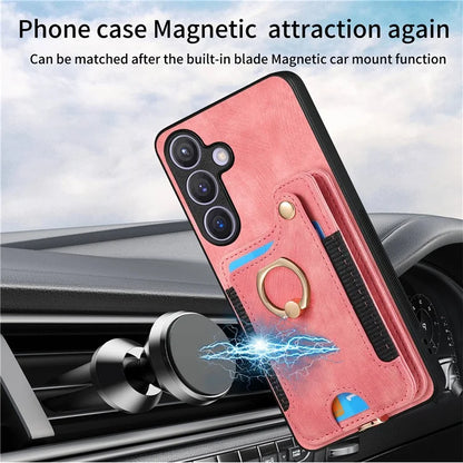 D4 For Samsung Galaxy S24+ Phone Case with RFID Blocking Card Holders Magnetic Snap