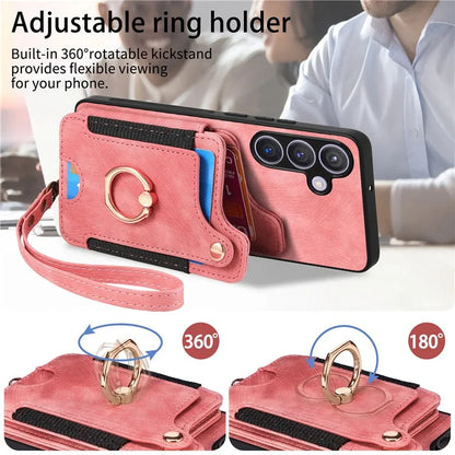D4 For Samsung Galaxy S24+ Phone Case with RFID Blocking Card Holders Magnetic Snap
