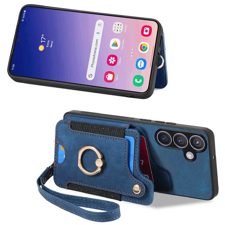D4 For Samsung Galaxy S24+ Phone Case with RFID Blocking Card Holders Magnetic Snap