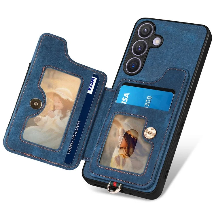 D4 For Samsung Galaxy S24+ Phone Case with RFID Blocking Card Holders Magnetic Snap