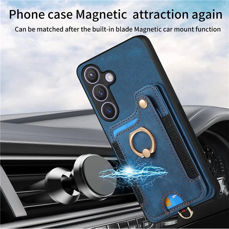 D4 For Samsung Galaxy S24+ Phone Case with RFID Blocking Card Holders Magnetic Snap