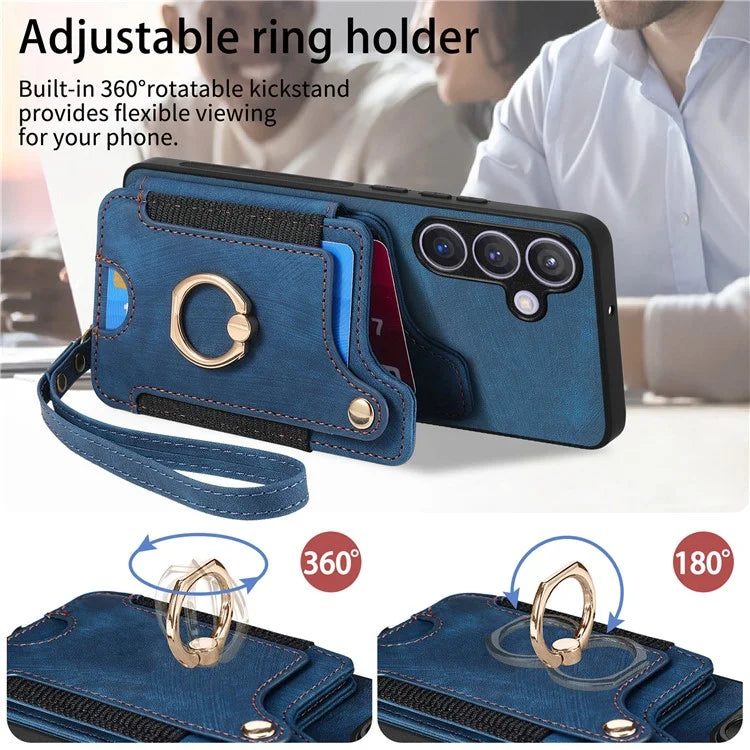 D4 For Samsung Galaxy S24+ Phone Case with RFID Blocking Card Holders Magnetic Snap
