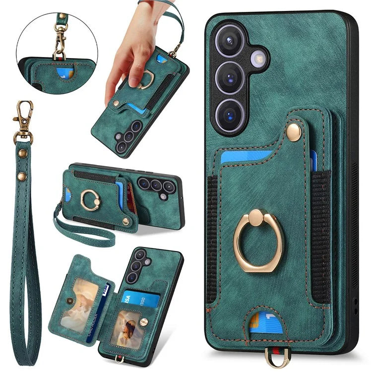 D4 For Samsung Galaxy S24+ Phone Case with RFID Blocking Card Holders Magnetic Snap