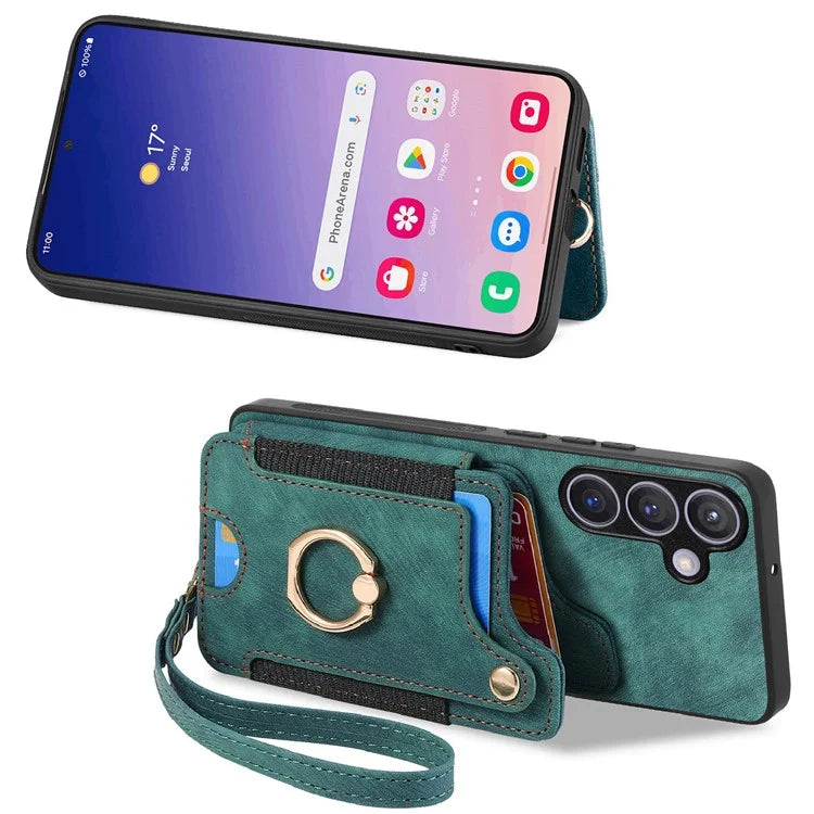 D4 For Samsung Galaxy S24+ Phone Case with RFID Blocking Card Holders Magnetic Snap