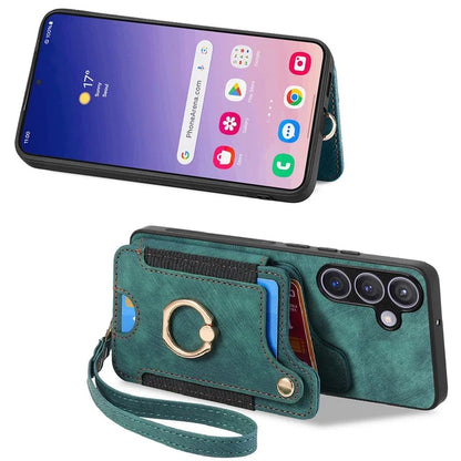 D4 For Samsung Galaxy S24+ Phone Case with RFID Blocking Card Holders Magnetic Snap
