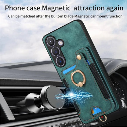 D4 For Samsung Galaxy S24+ Phone Case with RFID Blocking Card Holders Magnetic Snap