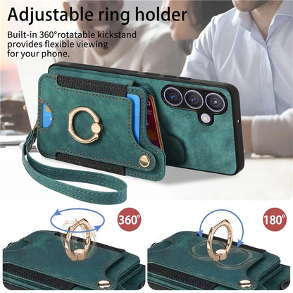 D4 For Samsung Galaxy S24+ Phone Case with RFID Blocking Card Holders Magnetic Snap