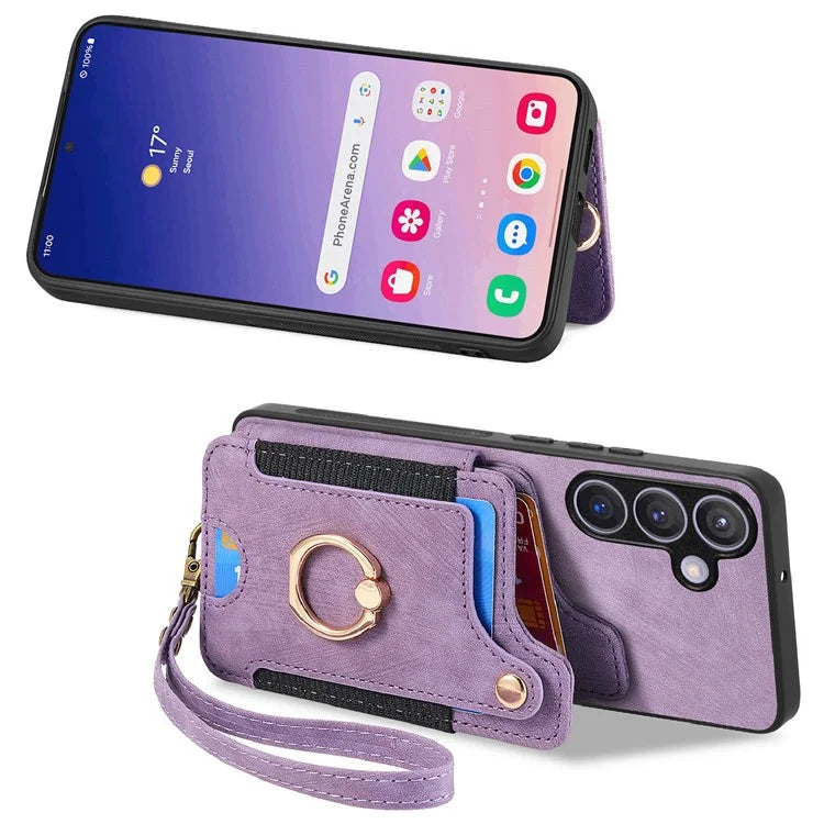 D4 For Samsung Galaxy S24+ Phone Case with RFID Blocking Card Holders Magnetic Snap