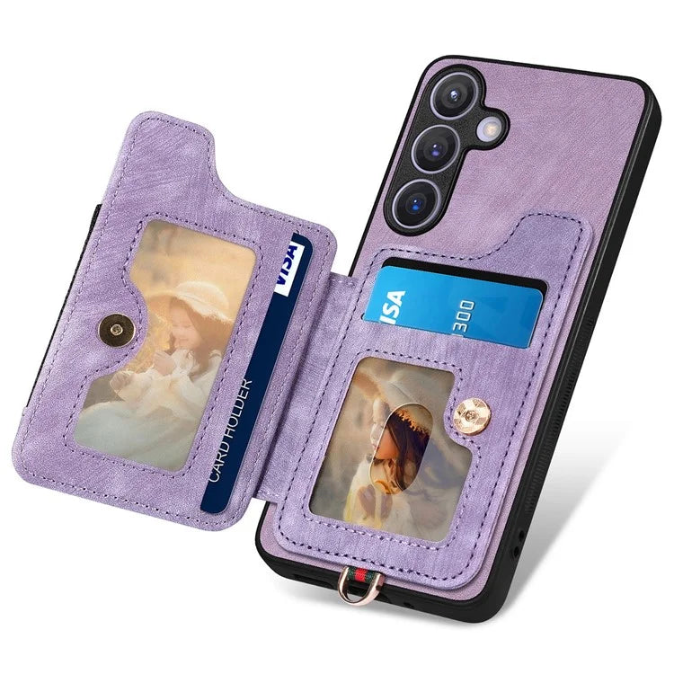 D4 For Samsung Galaxy S24+ Phone Case with RFID Blocking Card Holders Magnetic Snap