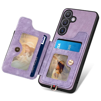 D4 For Samsung Galaxy S24+ Phone Case with RFID Blocking Card Holders Magnetic Snap