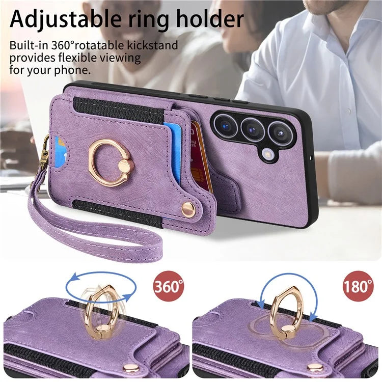 D4 For Samsung Galaxy S24+ Phone Case with RFID Blocking Card Holders Magnetic Snap
