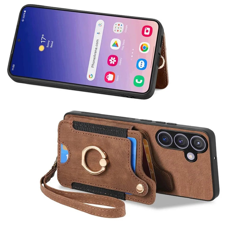 D4 For Samsung Galaxy S24+ Phone Case with RFID Blocking Card Holders Magnetic Snap