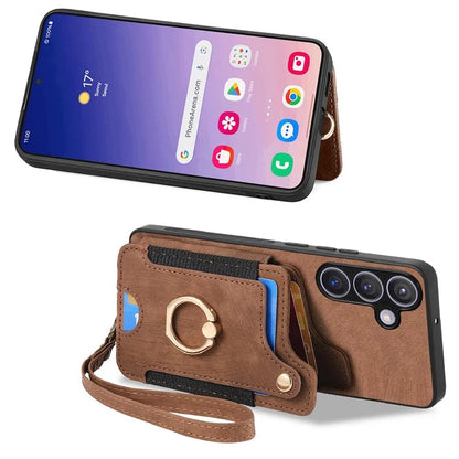 D4 For Samsung Galaxy S24+ Phone Case with RFID Blocking Card Holders Magnetic Snap