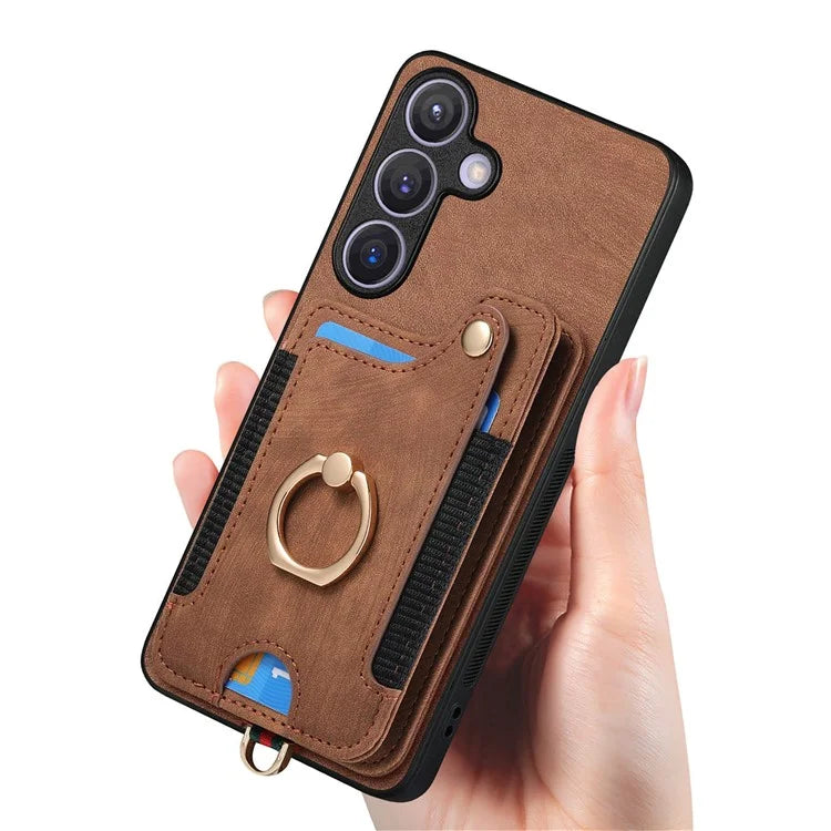 D4 For Samsung Galaxy S24+ Phone Case with RFID Blocking Card Holders Magnetic Snap