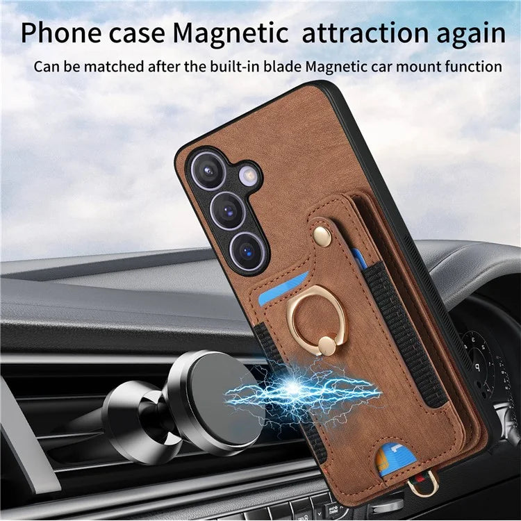 D4 For Samsung Galaxy S24+ Phone Case with RFID Blocking Card Holders Magnetic Snap