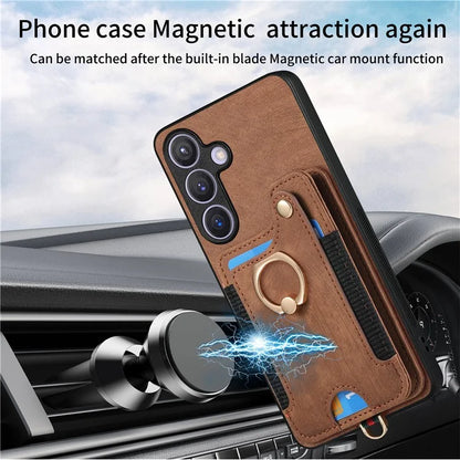 D4 For Samsung Galaxy S24+ Phone Case with RFID Blocking Card Holders Magnetic Snap