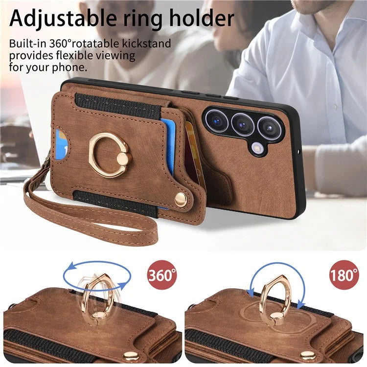 D4 For Samsung Galaxy S24+ Phone Case with RFID Blocking Card Holders Magnetic Snap