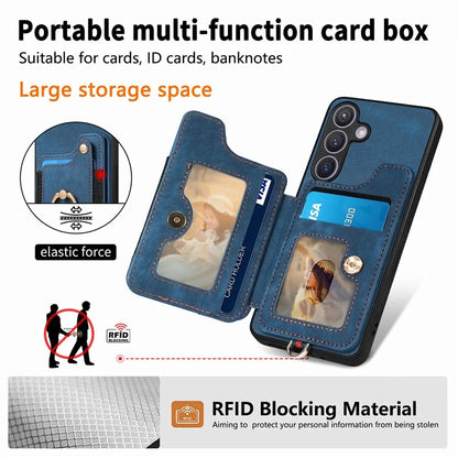 D4 For Samsung Galaxy S24 Vintage Phone Case Card Slots Kickstand Cover RFID Blocking