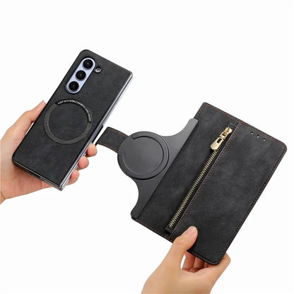 For Samsung Galaxy Z Fold5 5G Detachable Phone Case Zipper Wallet Cover RFID Blocking