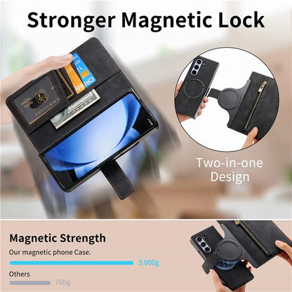 For Samsung Galaxy Z Fold5 5G Detachable Phone Case Zipper Wallet Cover RFID Blocking