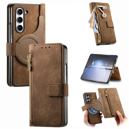 For Samsung Galaxy Z Fold5 5G Detachable Phone Case Zipper Wallet Cover RFID Blocking