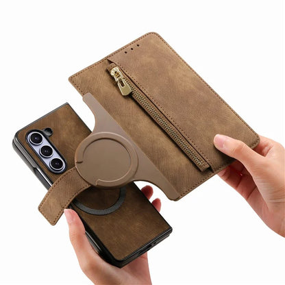 For Samsung Galaxy Z Fold5 5G Detachable Phone Case Zipper Wallet Cover RFID Blocking