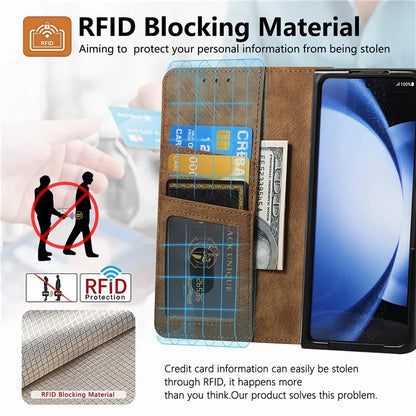 For Samsung Galaxy Z Fold5 5G Detachable Phone Case Zipper Wallet Cover RFID Blocking