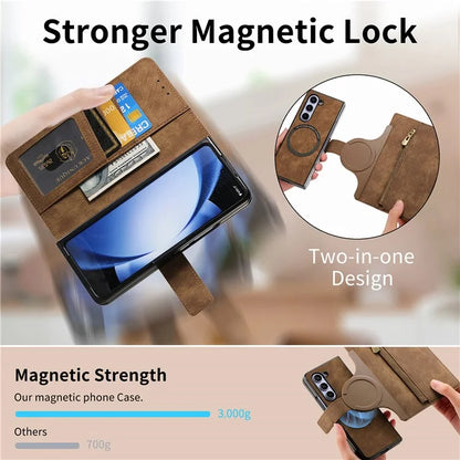 For Samsung Galaxy Z Fold5 5G Detachable Phone Case Zipper Wallet Cover RFID Blocking