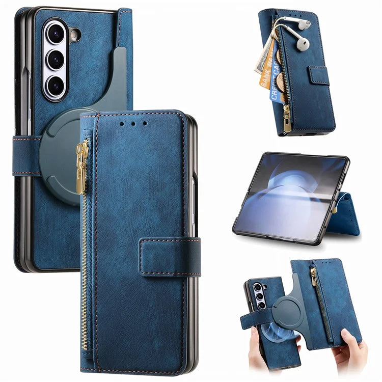 For Samsung Galaxy Z Fold5 5G Detachable Phone Case Zipper Wallet Cover RFID Blocking
