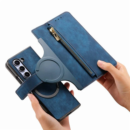 For Samsung Galaxy Z Fold5 5G Detachable Phone Case Zipper Wallet Cover RFID Blocking