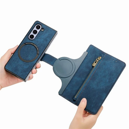 For Samsung Galaxy Z Fold5 5G Detachable Phone Case Zipper Wallet Cover RFID Blocking