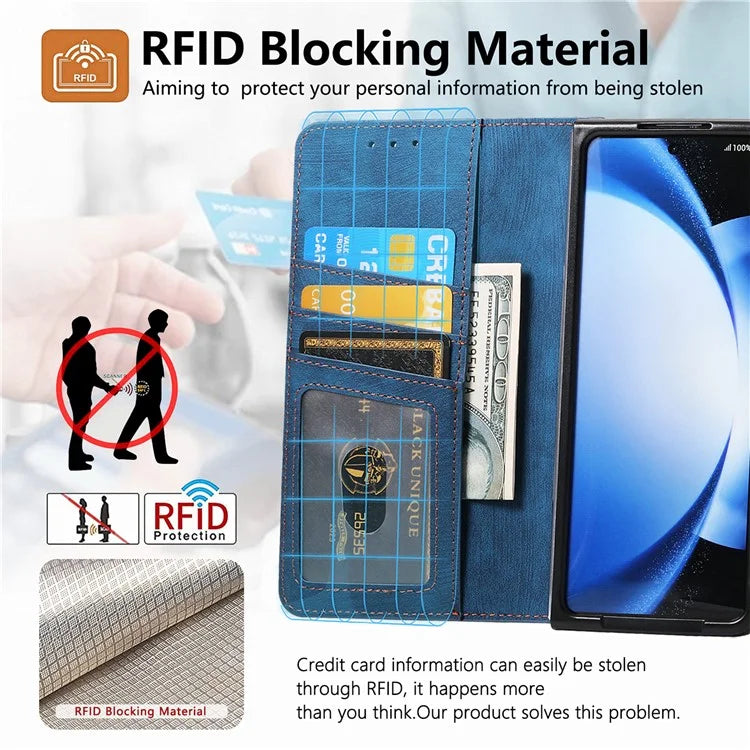 For Samsung Galaxy Z Fold5 5G Detachable Phone Case Zipper Wallet Cover RFID Blocking