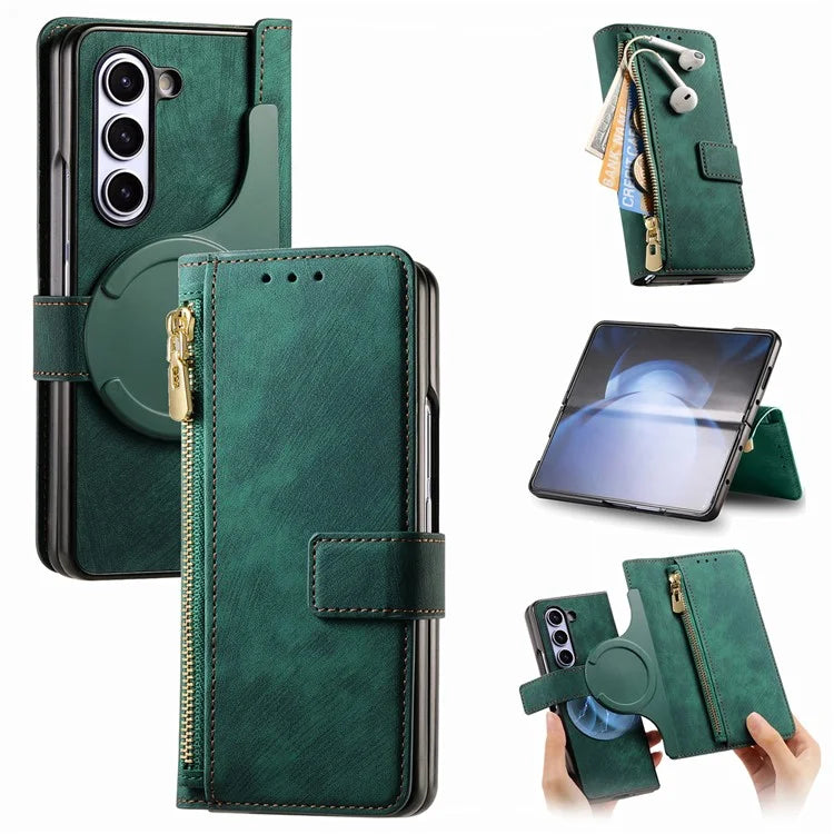 For Samsung Galaxy Z Fold5 5G Detachable Phone Case Zipper Wallet Cover RFID Blocking