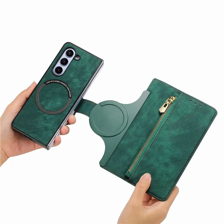 For Samsung Galaxy Z Fold5 5G Detachable Phone Case Zipper Wallet Cover RFID Blocking