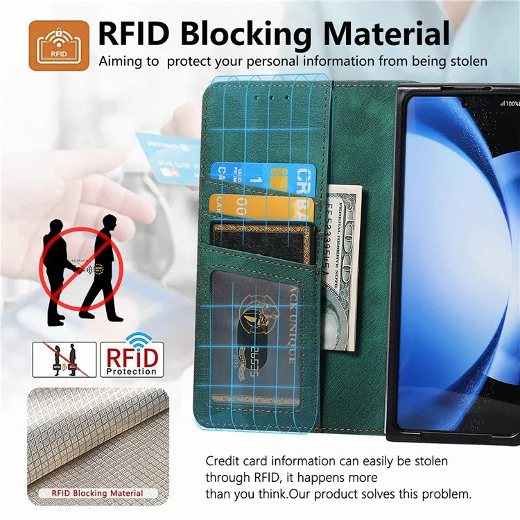 For Samsung Galaxy Z Fold5 5G Detachable Phone Case Zipper Wallet Cover RFID Blocking