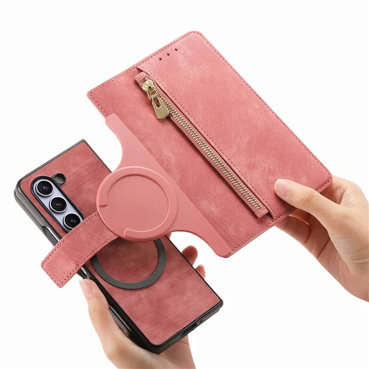 For Samsung Galaxy Z Fold5 5G Detachable Phone Case Zipper Wallet Cover RFID Blocking