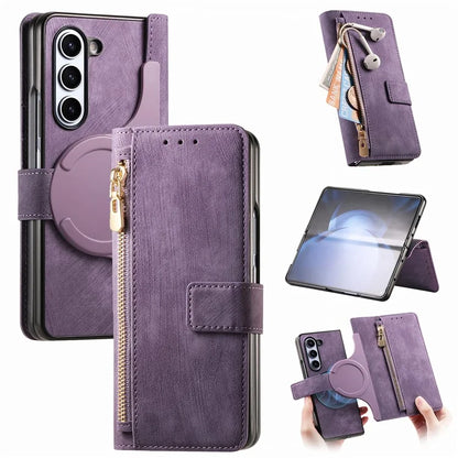 For Samsung Galaxy Z Fold5 5G Detachable Phone Case Zipper Wallet Cover RFID Blocking