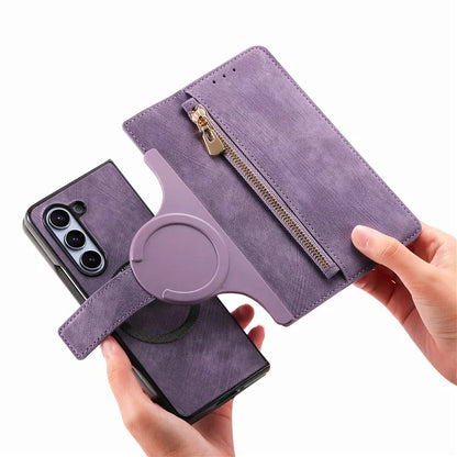 For Samsung Galaxy Z Fold5 5G Detachable Phone Case Zipper Wallet Cover RFID Blocking