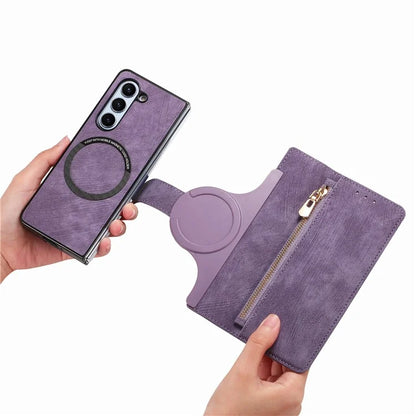 For Samsung Galaxy Z Fold5 5G Detachable Phone Case Zipper Wallet Cover RFID Blocking