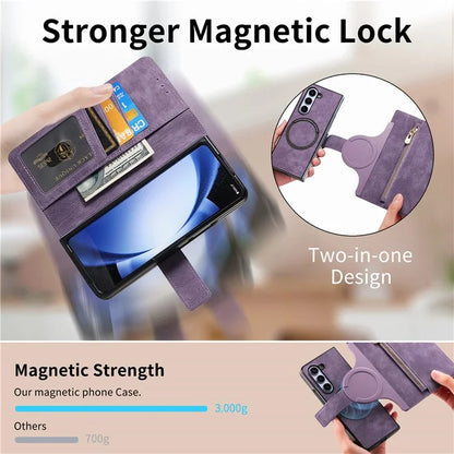 For Samsung Galaxy Z Fold5 5G Detachable Phone Case Zipper Wallet Cover RFID Blocking